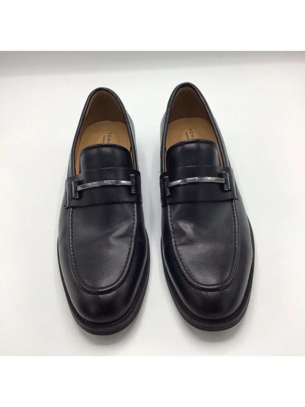 Tommy Hilfiger Men’s Black Leather Slip-On Dress Loafers 10 Memory Foam